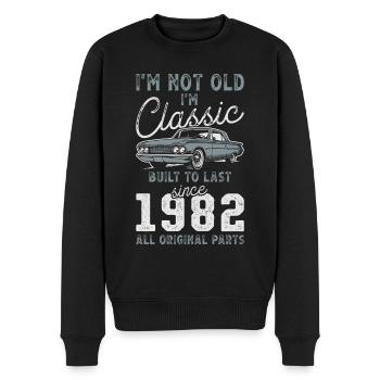 Geboren 1982 Geburtstag Oldtimer - Männer Premium Bio Pullover - Schwarz - Vorne - Nico (187cm)