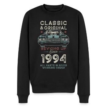 Geboren 1994 Geburtstag Oldtimer - Männer Premium Bio Pullover - Schwarz - Vorne - Nico (187cm)