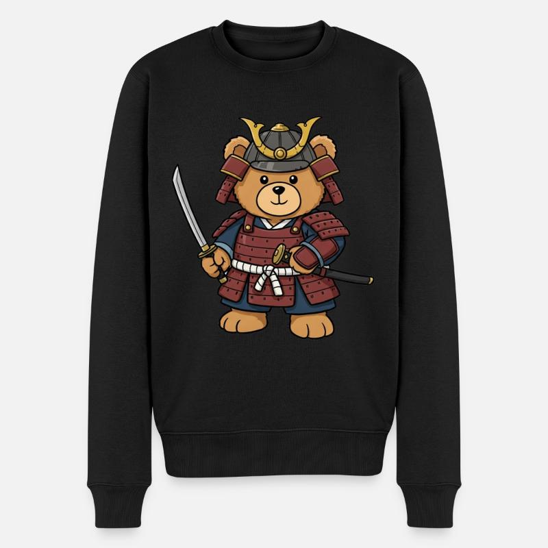 Teddybär Samurai - Männer Premium Bio Pullover - Schwarz
