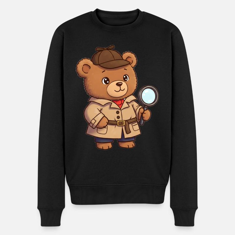 Teddybär Detektiv - Männer Premium Bio Pullover - Schwarz