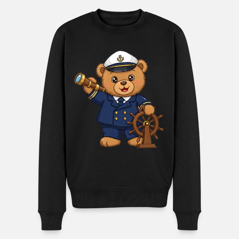 Teddybär Kapitän zur See - Männer Premium Bio Pullover - Schwarz