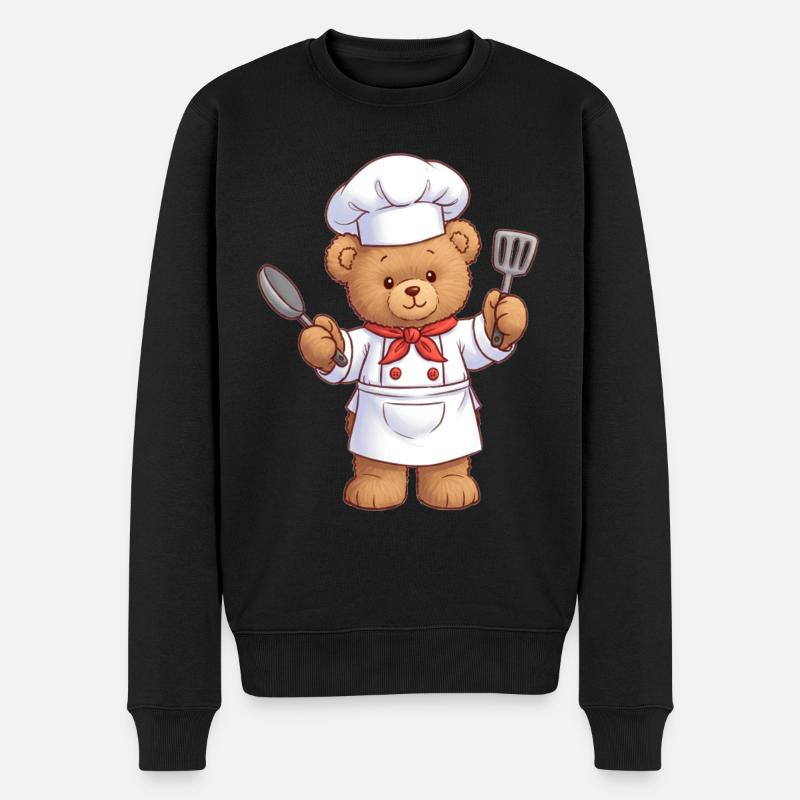 Teddybär Koch - Männer Premium Bio Pullover - Schwarz
