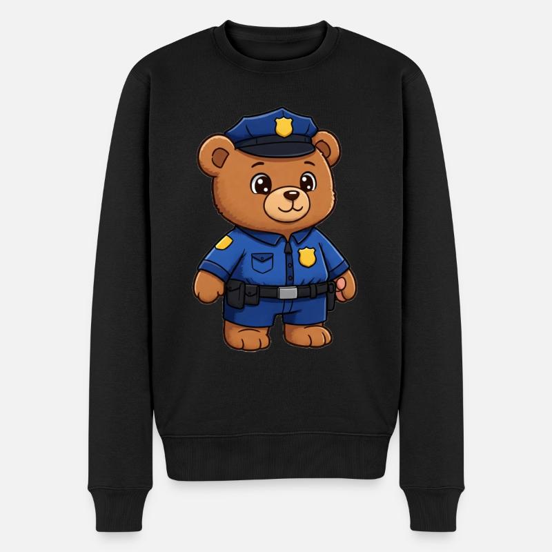 Teddybär Polizist - Männer Premium Bio Pullover - Schwarz