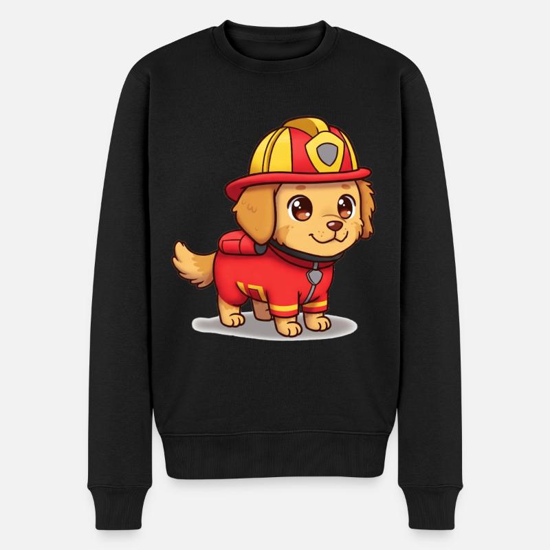 Tier Cartoon Feuerwehrhund - Männer Premium Bio Pullover - Schwarz