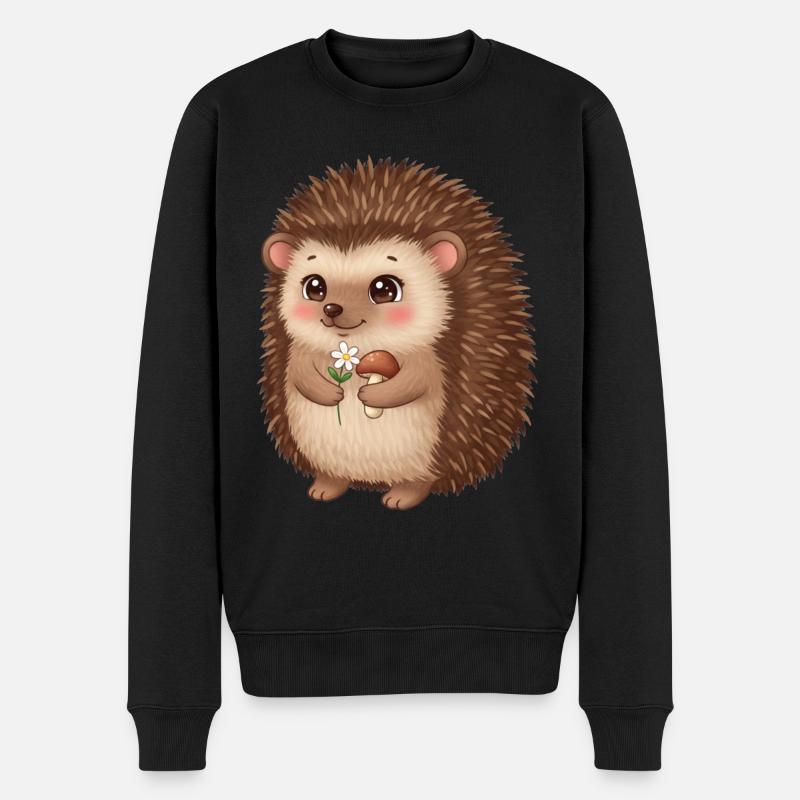 Tier Cartoon Igel - Männer Premium Bio Pullover - Schwarz