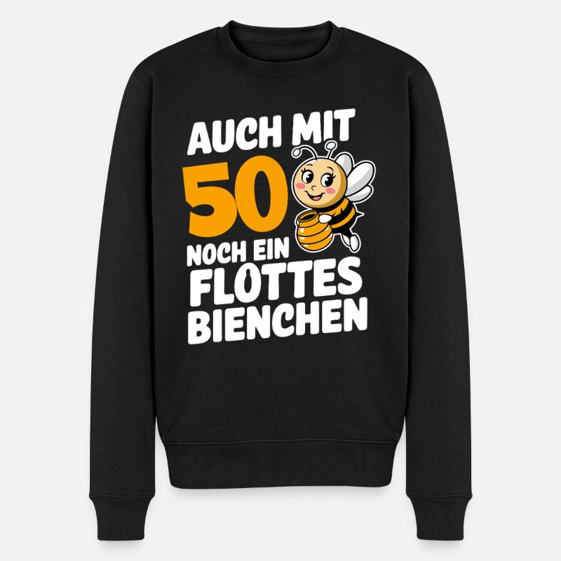 50. Geburtstag 50 Jahre Flottes Bienchen Frau - Männer Premium Bio Pullover - Schwarz