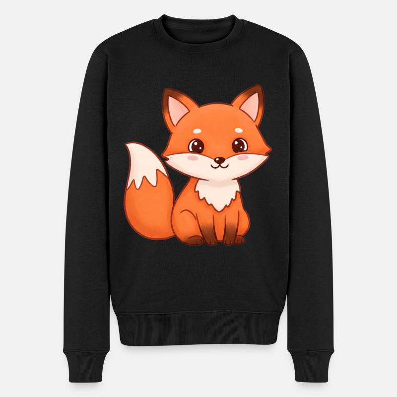 Dessin animé animalier renard - Pull Premium bio Homme - noir