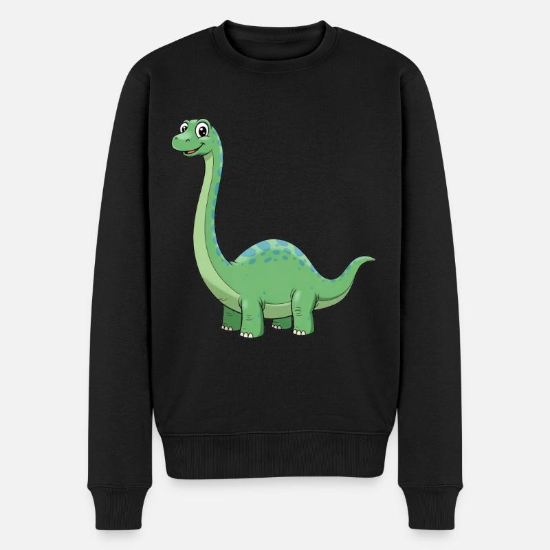 Dino Cartoon Diplodocus - Männer Premium Bio Pullover - Schwarz