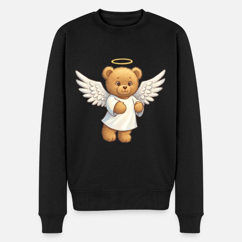 Teddybär Engel - Männer Premium Bio Pullover - Schwarz