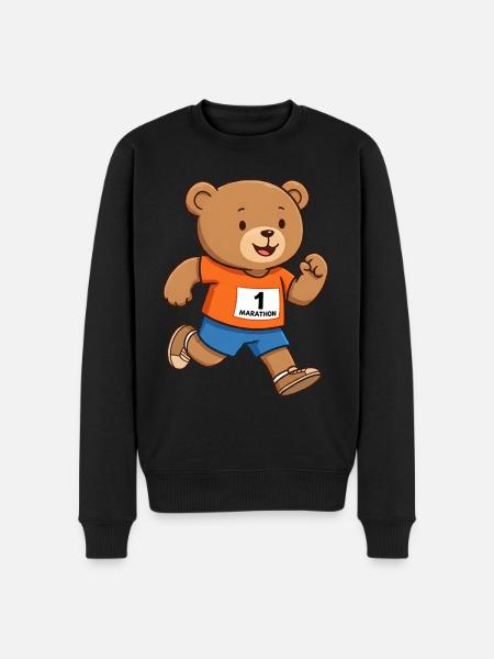 Teddybär Marathonläufer - Männer Premium Bio Pullover - Schwarz
