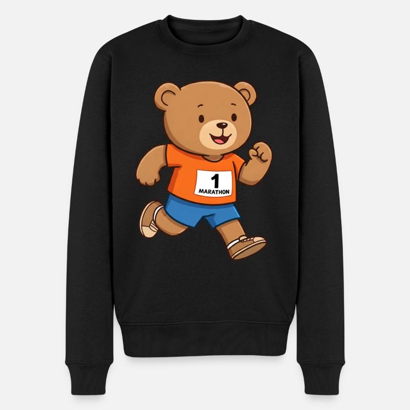Teddybär Marathonläufer - Männer Premium Bio Pullover - Schwarz