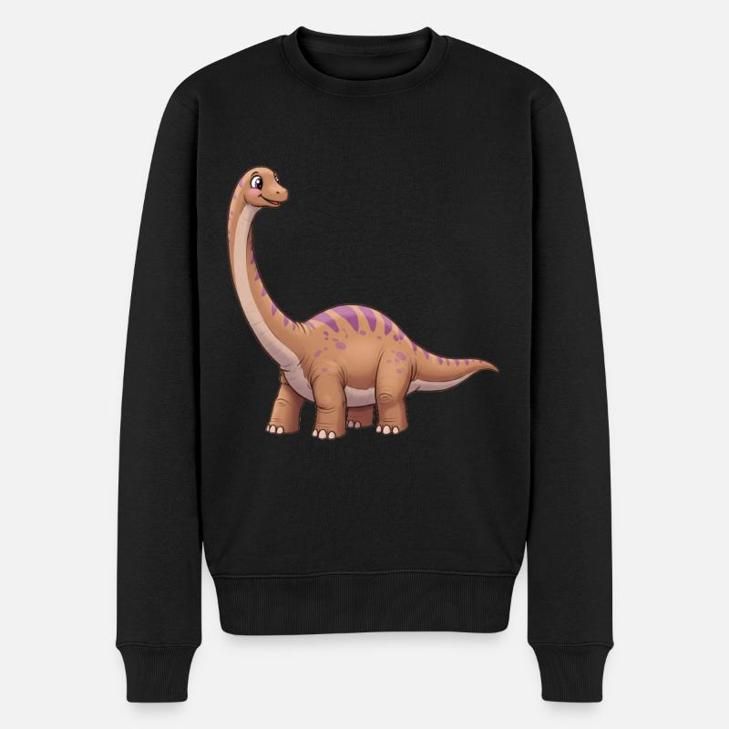 Dino Cartoon Apatosaurus - Männer Premium Bio Pullover - Schwarz