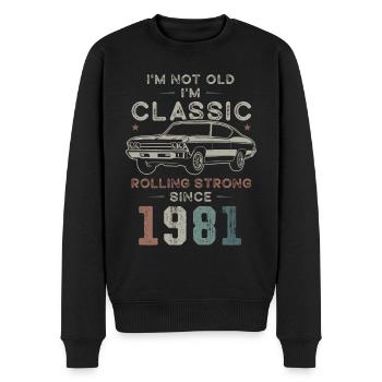 Geboren 1981 Geburtstag Oldtimer - Männer Premium Bio Pullover - Schwarz - Vorne - Nico (187cm)