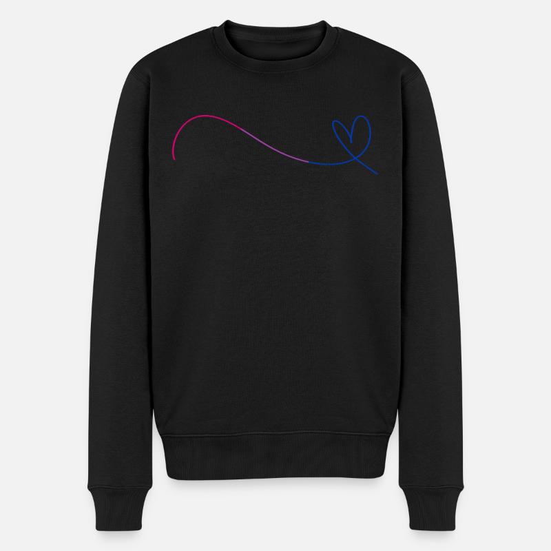 Herz Linie Bi Farben Subtil Bisexuell - Männer Premium Bio Pullover - Schwarz
