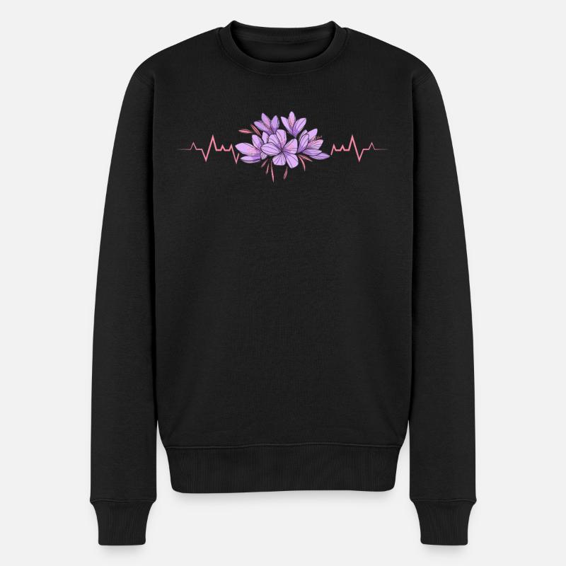 Lesbischer Herzschlag Veilchen Blume Liebe Pride - Männer Premium Bio Pullover - Schwarz