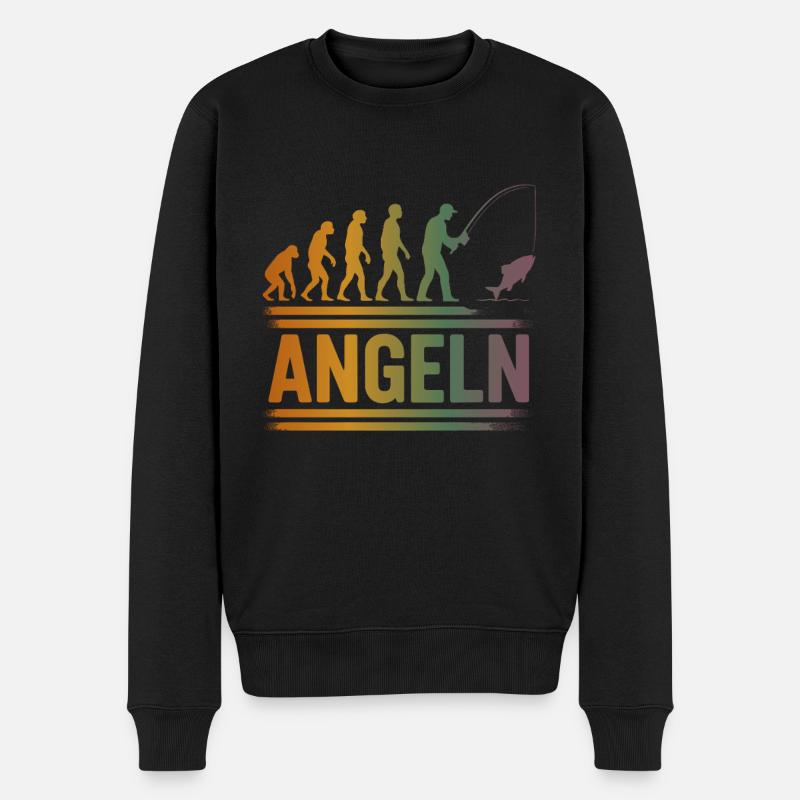 Evolution zum Angler - Männer Premium Bio Pullover - Schwarz