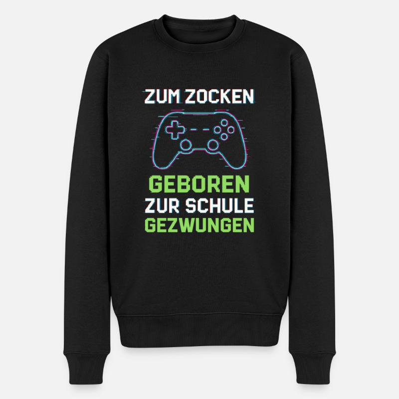 Zum Zocken geboren - Männer Premium Bio Pullover - Schwarz