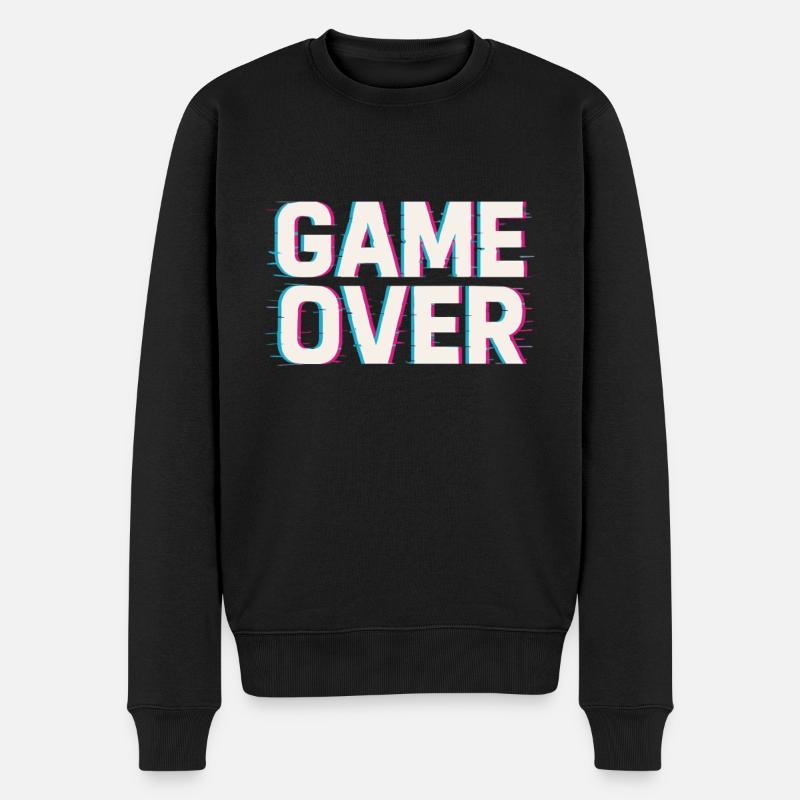Game Over – Glitch Effekt - Männer Premium Bio Pullover - Schwarz