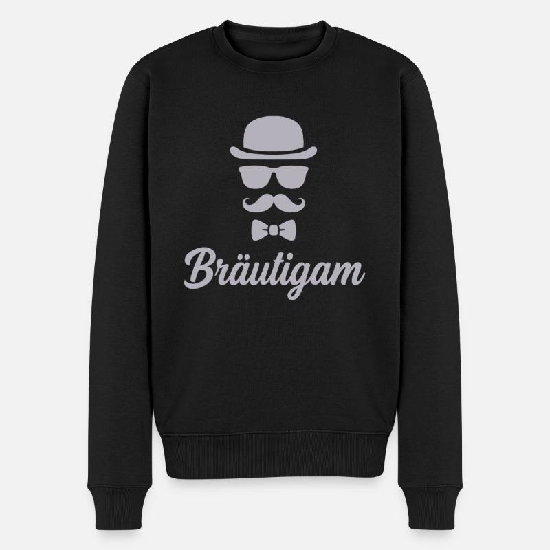 Bräutigam JGA Hut Schnurrbart - Männer Premium Bio Pullover - Schwarz