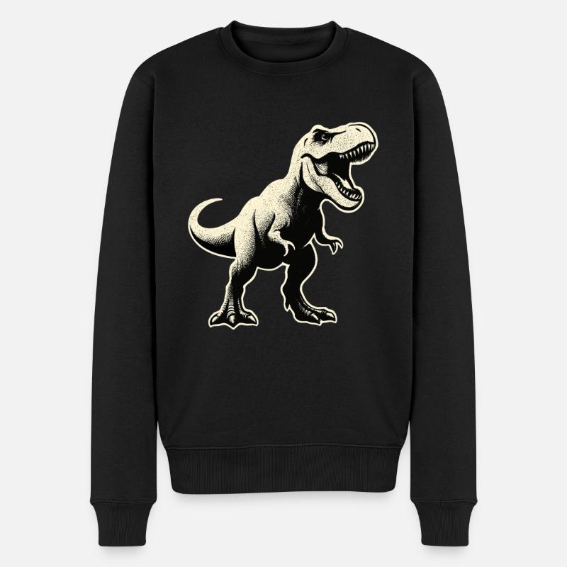 Silhouette de dinosaure rugissant - Pull Premium bio Homme - noir