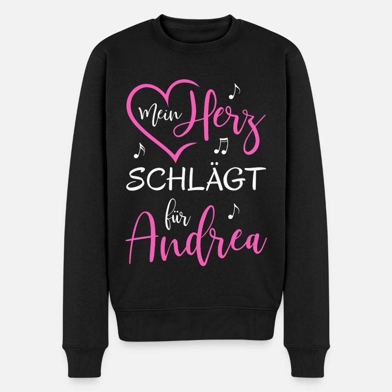 Mein Herz schlägt für Andrea - Männer Premium Bio Pullover - Schwarz