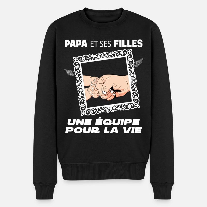 Papa et ses deux filles, la team de reve - Pull Premium bio Homme - noir