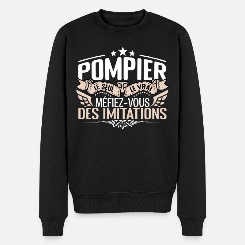 Pompier le seul Pompier le vrai Pompier - Pull Premium bio Homme - noir