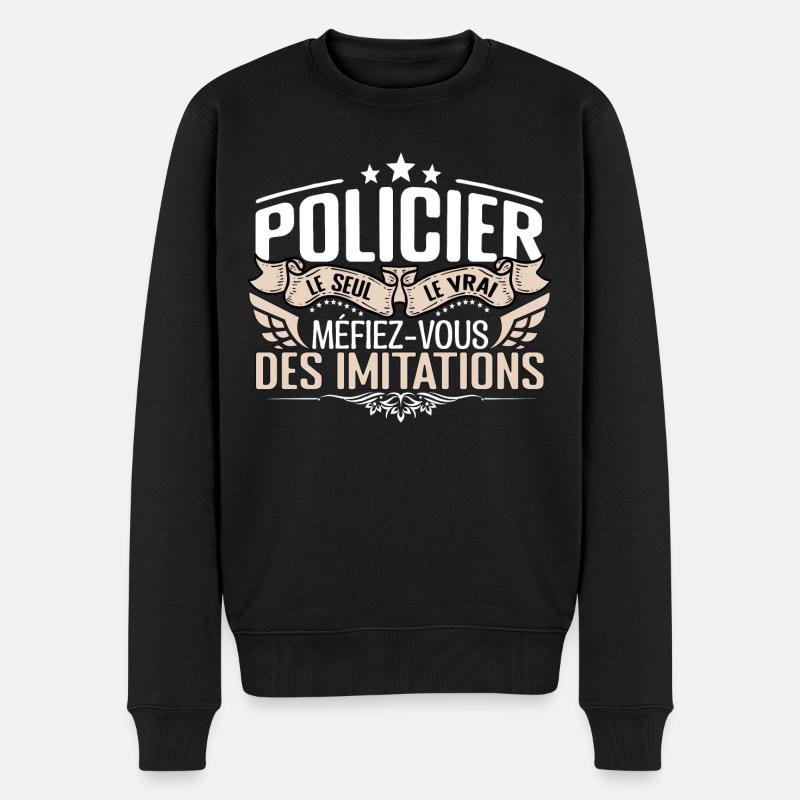 Policier le seul Policier le vrai Policier - Pull Premium bio Homme - noir
