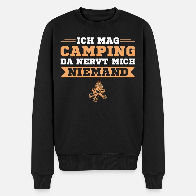 Ich mag Camping Da nervt mich niemand Campen - Männer Premium Bio Pullover - Schwarz
