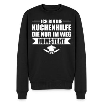 Küchenhilfe die nur im Weg rumsteht Kochen - Männer Premium Bio Pullover - Schwarz - Vorne - Nico (187cm)