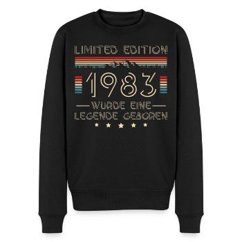 Geboren 1983 Geburtstag 40er - Männer Premium Bio Pullover - Schwarz - Vorne - Nico (187cm)
