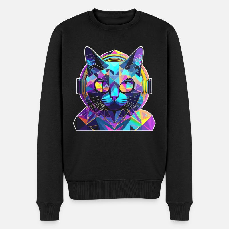 Musik Katze - Männer Premium Bio Pullover - Schwarz