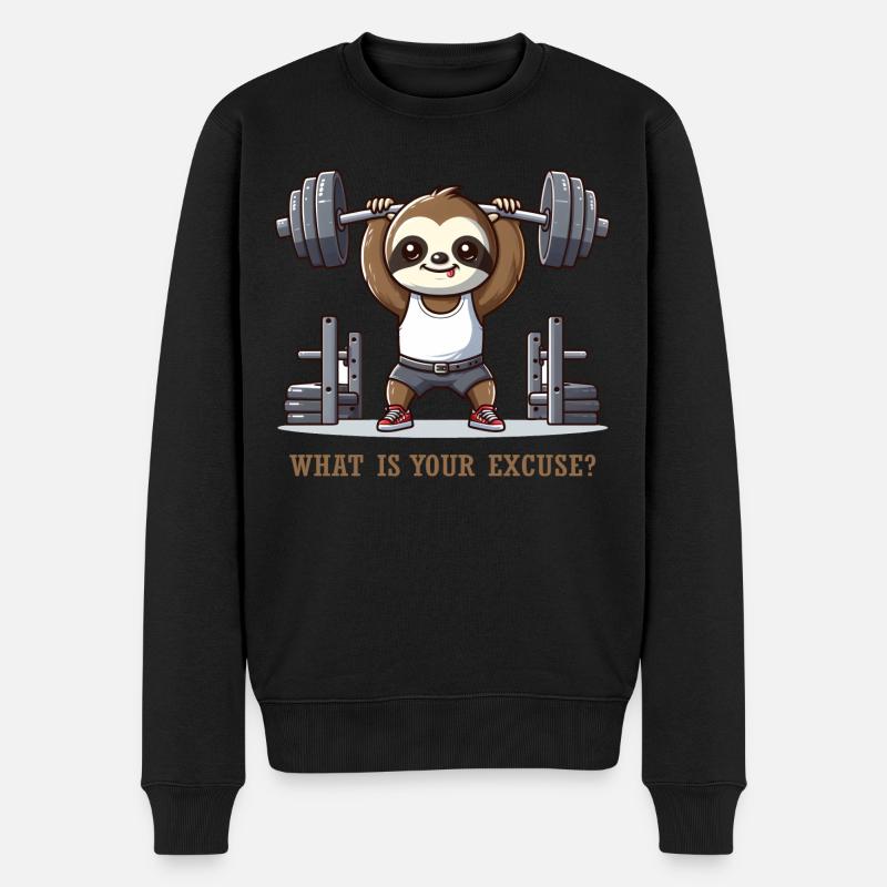 Sloth Gym Drôles d’animaux - Pull Premium bio Homme - noir