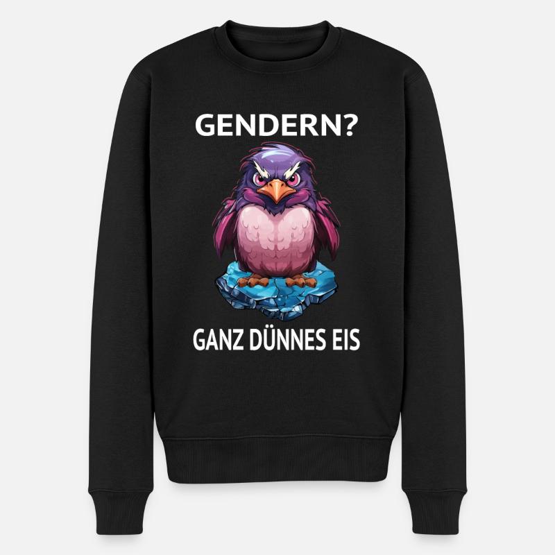 Gendern Gender Gendersternchen Ganz Dünnes Eis - Männer Premium Bio Pullover - Schwarz