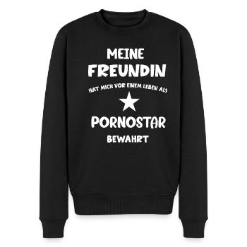 Freundin Beziehung Freund Lustiger Spruch Geschenk - Männer Premium Bio Pullover - Schwarz - Vorne - Nico (187cm)