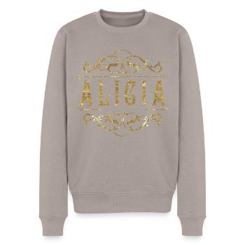 Alicia gold - Männer Premium Bio Pullover - Taupe - Vorne - Nico (187cm)