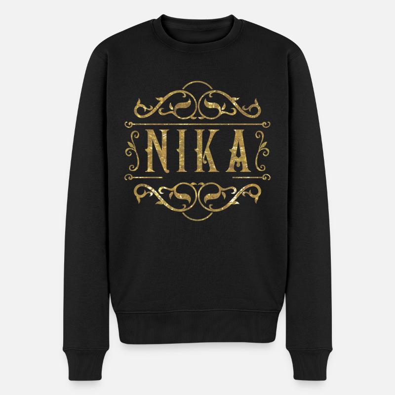 Nika gold - Männer Premium Bio Pullover - Schwarz
