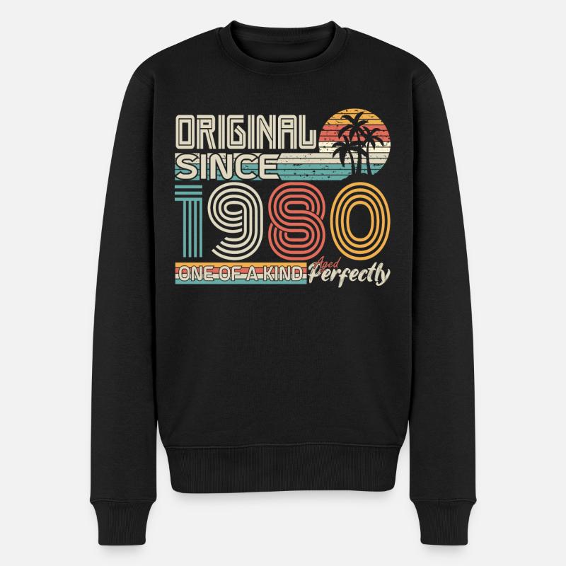 1980 Jubiläum 1980 geboren 1980 Jubiläum - Männer Premium Bio Pullover - Schwarz