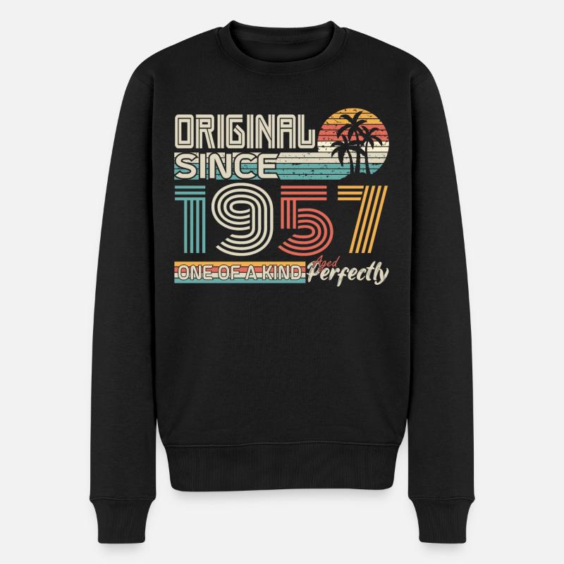 1957 Jubiläum 1957 geboren 1957 Jubiläum - Männer Premium Bio Pullover - Schwarz