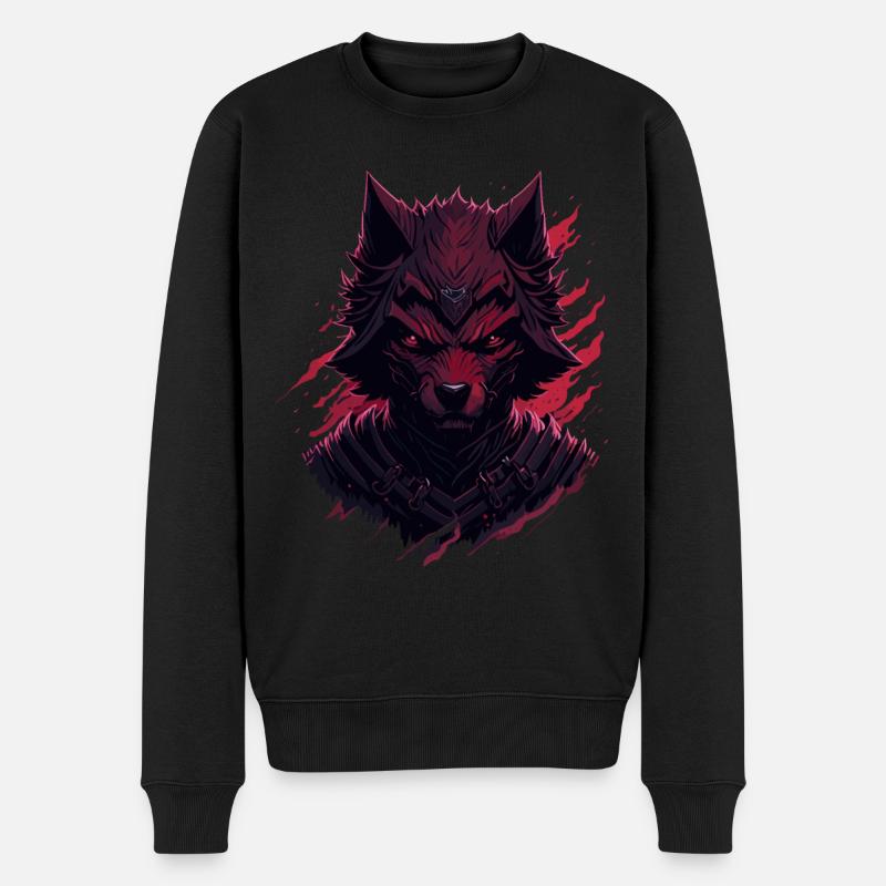 Wolf böse Ninja dunkel Fuchs - Männer Premium Bio Pullover - Schwarz