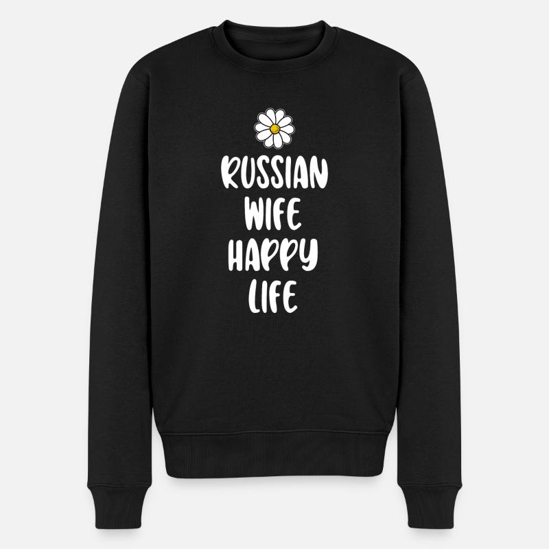 Russian Wife Happy Life Russen Kostüm Russland - Männer Premium Bio Pullover - Schwarz