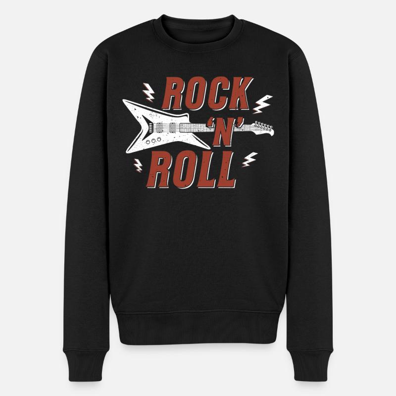 Rock n Roll Grafik - Männer Premium Bio Pullover - Schwarz