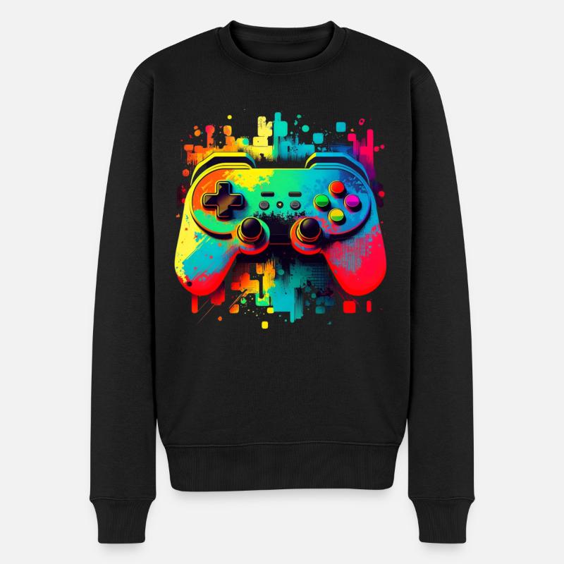 Game Retro - Männer Premium Bio Pullover - Schwarz