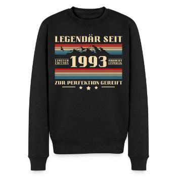 Vintage Baujahr 1993 geboren Retro Geburtstag - Männer Premium Bio Pullover - Schwarz - Vorne - Nico (187cm)