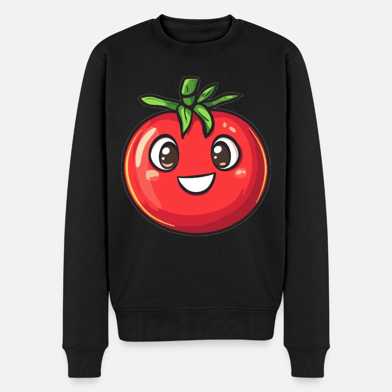 Fröhliche Tomate - Männer Premium Bio Pullover - Schwarz
