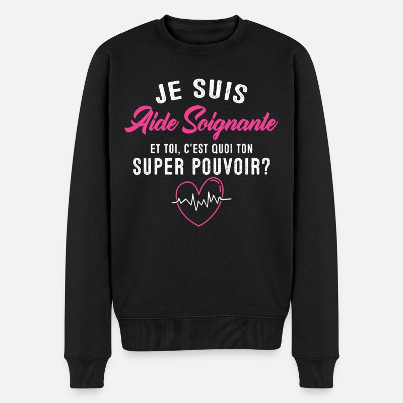 Je suis aide soignante c'est mon super pouvoir - Pull Premium bio Homme - noir