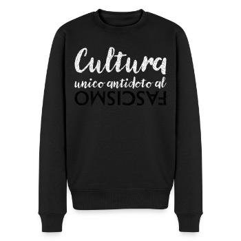 Kultur ist das einzige Gegenmittel gegen Faschismus - Männer Premium Bio Pullover - Schwarz - Vorne - Nico (187cm)