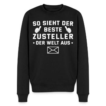 Paketdienst Bester Zusteller der Welt Postbote - Männer Premium Bio Pullover - Schwarz - Vorne - Nico (187cm)