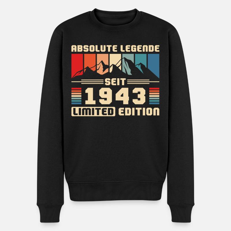 Absolute Legende seit 1943 Jahrgang Geburtstag - Männer Premium Bio Pullover - Schwarz