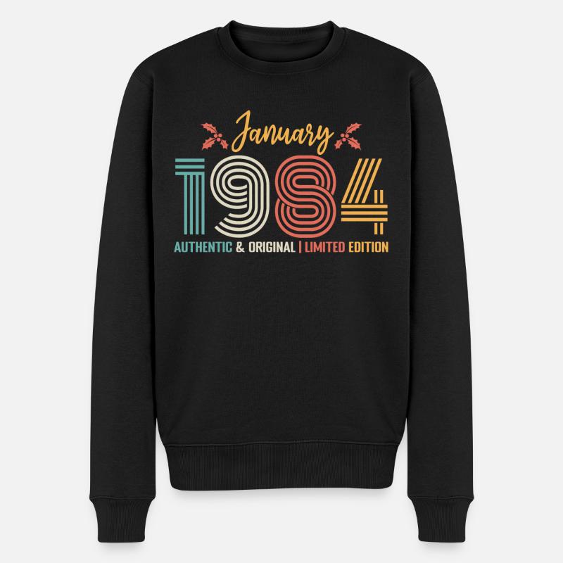 Janvier 1984 anniversaire Janvier 1984 rétro - Pull Premium bio Homme - noir